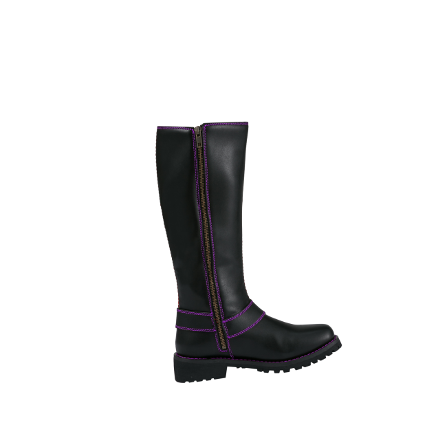 Dream Apparel® Women Biker Knee High Boots with Purple Laces