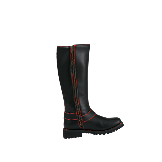 Dream Apparel® Women Biker Knee High Boots with Red Laces