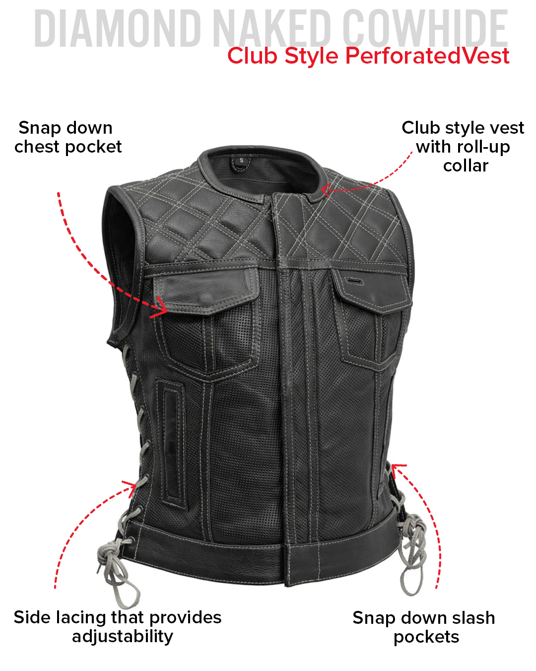 Bonnie Perforated Women's Motorcycle Leather Vest