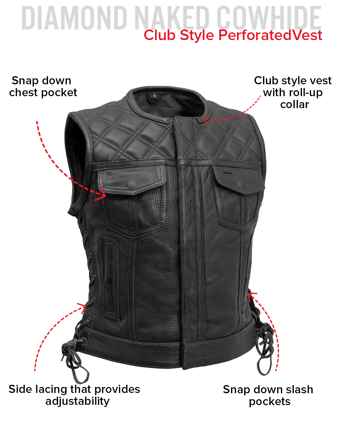 Bonnie Perforated Women's Motorcycle Leather Vest