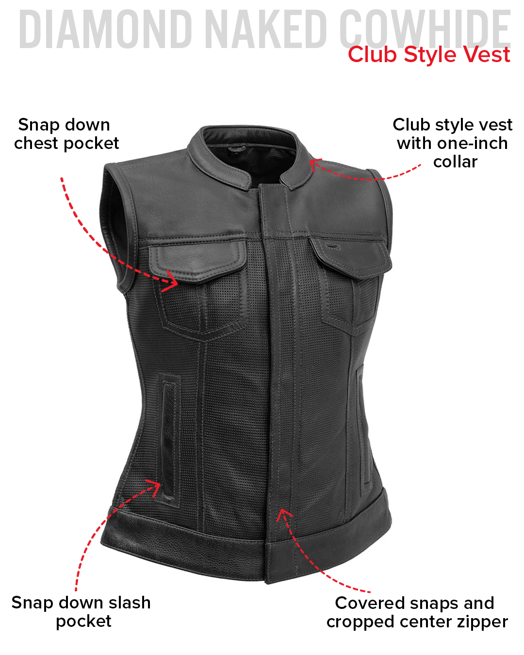 Jessica Perforated Women's Motorcycle Leather Vest