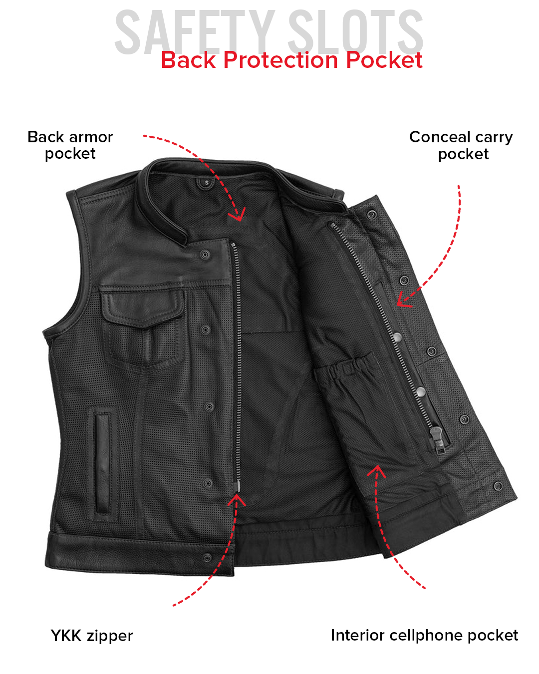 Jessica Perforated Women's Motorcycle Leather Vest