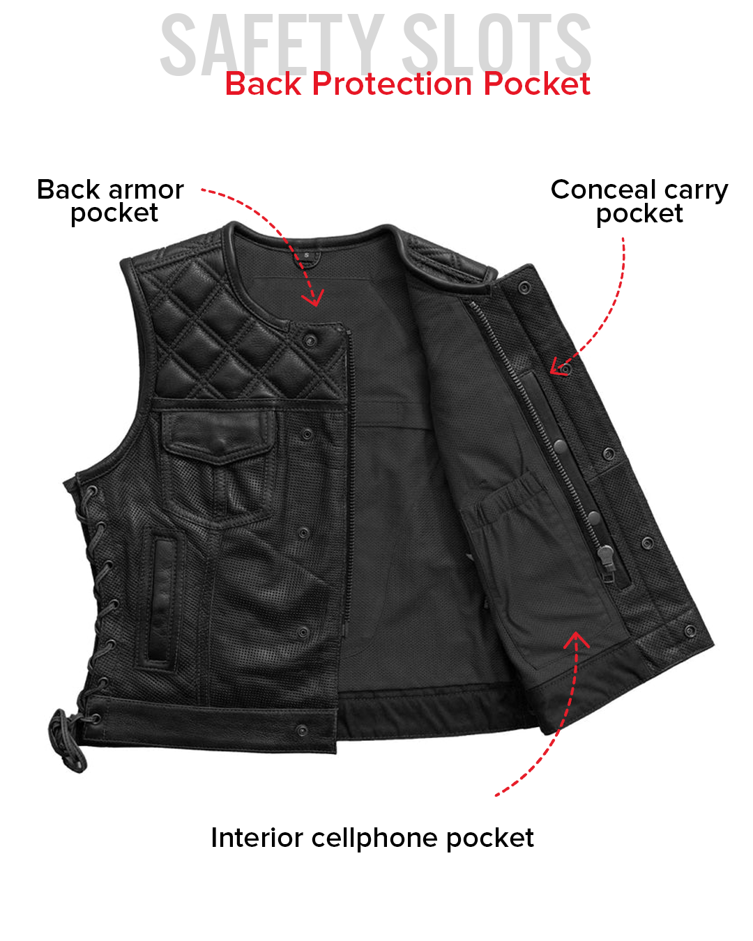 Bonnie Perforated Women's Motorcycle Leather Vest