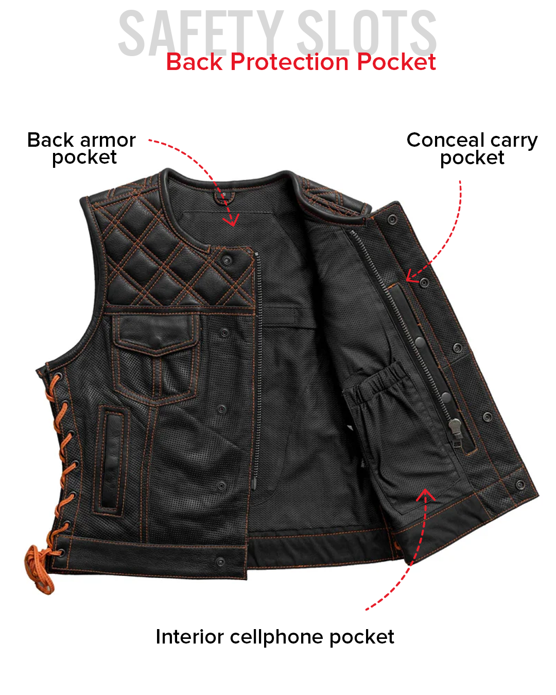 Bonnie Perforated Women's Motorcycle Leather Vest