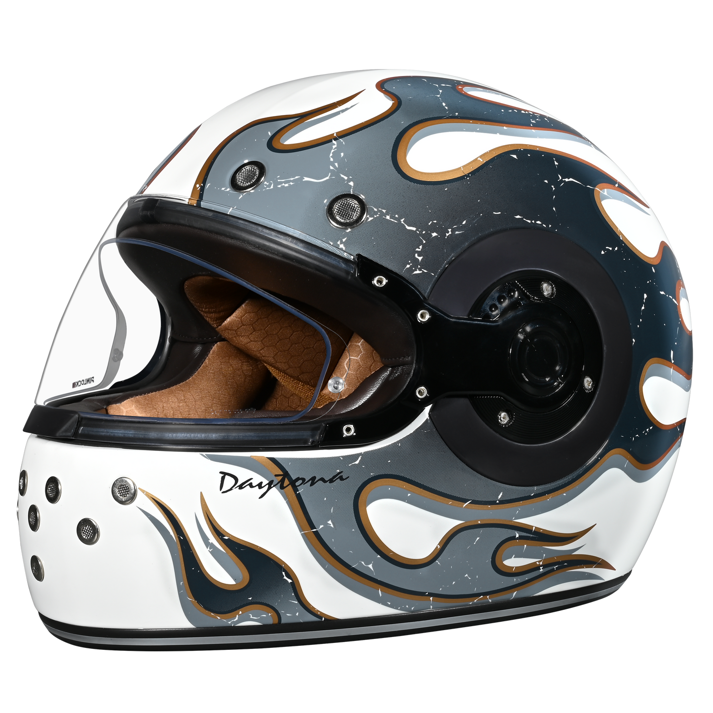 D.O.T. & ECE Daytona Retro Full Face Motorcycle Helmet: Vintage Style for Men, Women, & Youth - W/ Flames