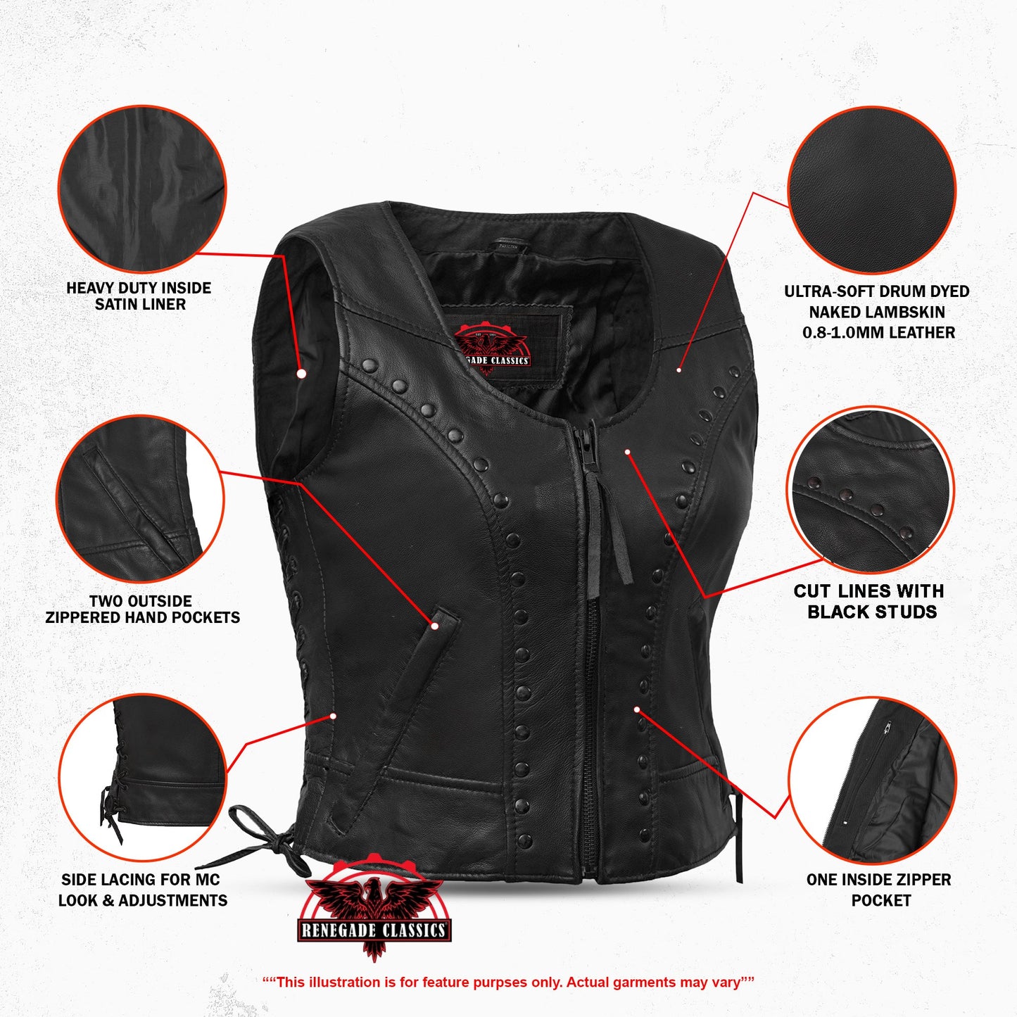 Women's Lightweight Vest with Rivets Detailing