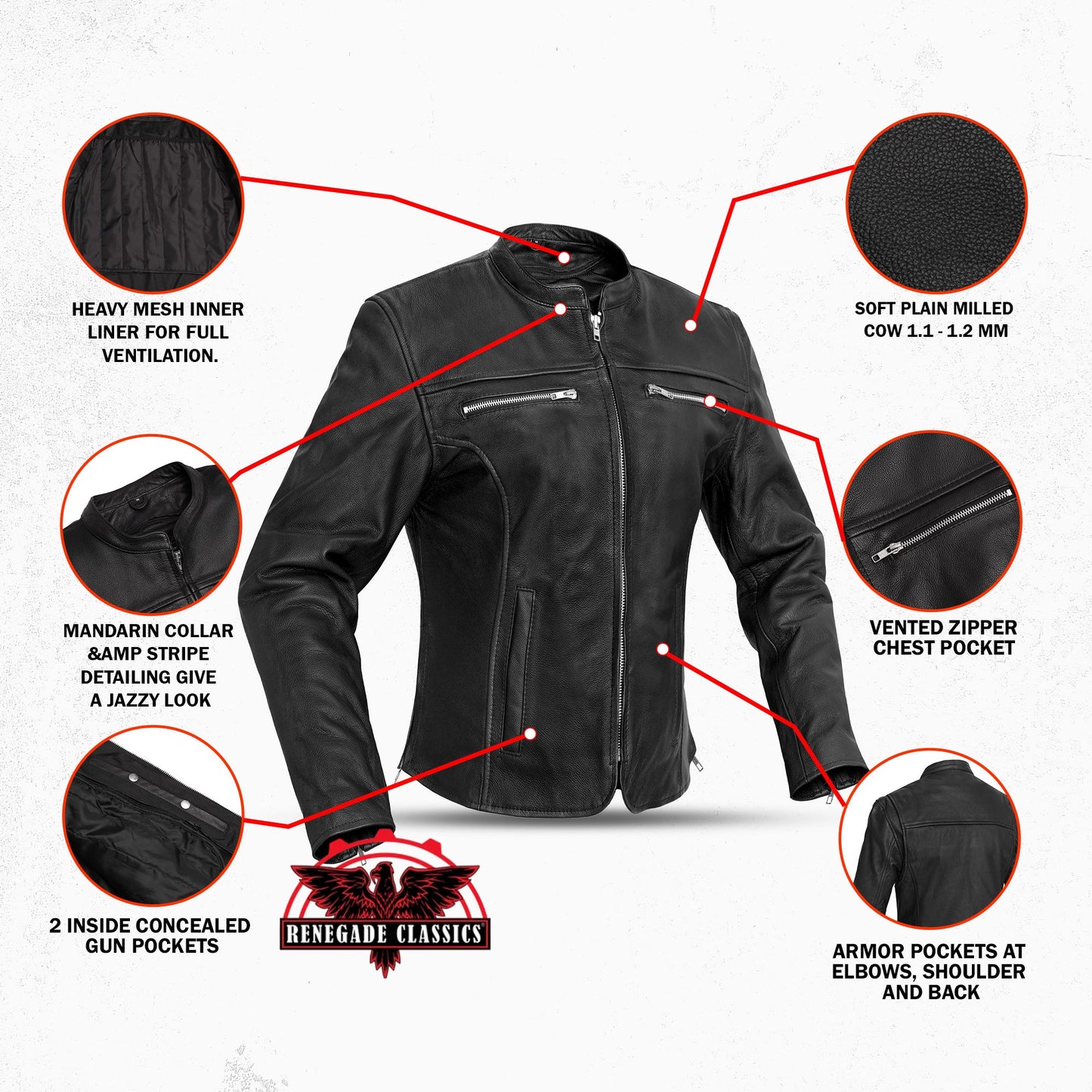 Road Queen Women's Black Leather Biker Jacket