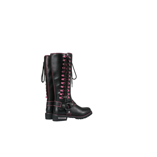 Dream Apparel® Women Biker Knee High Boots with Pink Laces